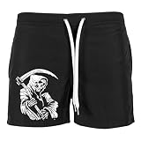 Life Is Pain Männer halblange Badehose Swim Shorts Totenkopf Sensenmann Größe M bis 3XL