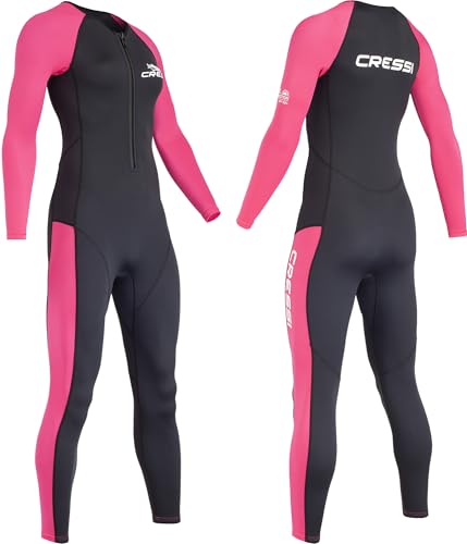 CRESSI Wahoo Lady Monopiece Wetsuit 2mm Traje una Pieza en Neopreno Suave y Elastano 1,5/2 mm, Women's, Negro/Rosa-Mujer, M/3