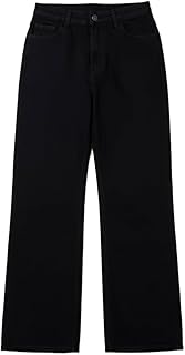 zaahii Womens High Waist Straight Fit, Loose Fit, Wide Leg Black Denim Jeans-picture-22