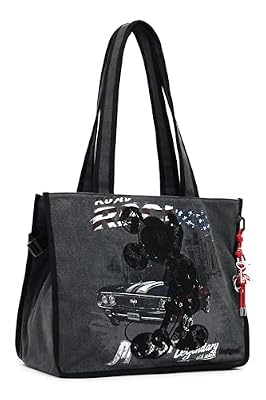 Desigual borsa della spesa borsa a tracolla Mickey Studs Khiva Shopping Bag Denim Dark Grey grigio scuro