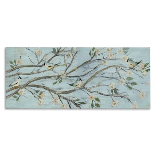 'Tranquil Blue Birds Cherry Blossom Tree Branch'| Canvas Art