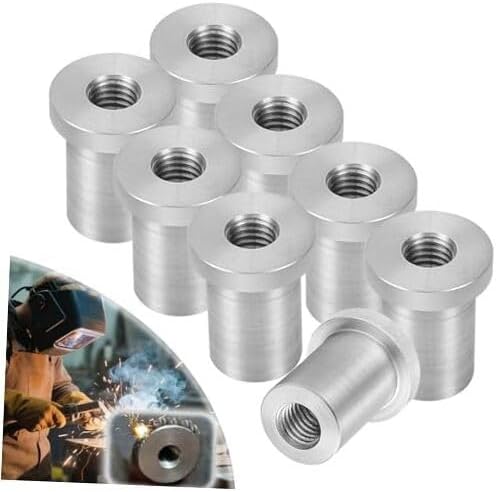 Weld-On Nut,Thread Long Threaded Stepped Female Weld Nut Steel 3/8"-16 8-Pack