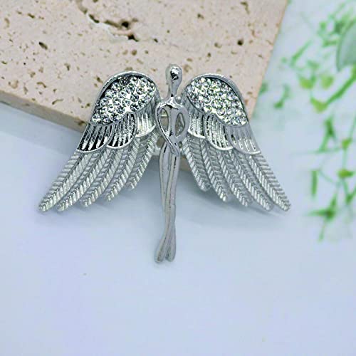Image of Crystal Angel Wings Brooch Pin Elegant Rhinestone Statement Brooches Fashion Corsage Suit Jewelry Accessories for Men Women Gift Gold Silver Plated