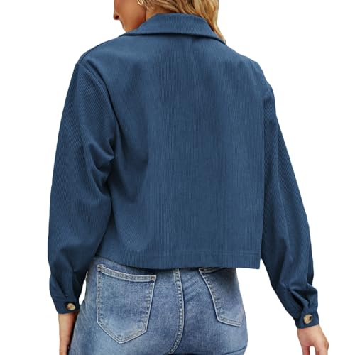 Wowcarbazole Womens Cropped Jackets Shackets Corduroy Button Down Shacket Tops Casual Trendy Lightweight Coats with Pockets2
