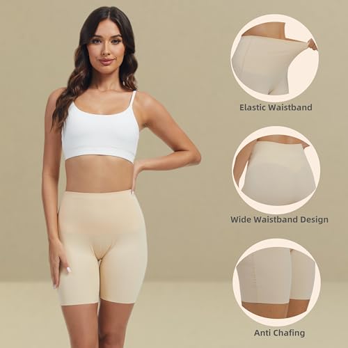 JTJFIT Women High-Waisted Slip Shorts for Under Dresses Seamless Short Boyshorts Smooth Panties Anti Chafing Underdress3
