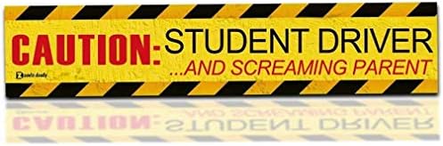 Zento Deals "Caution Student Driver and Screaming Parent Car Magnet Funny New Driver Flexible Magnet 12" X 3" (1 Pack)