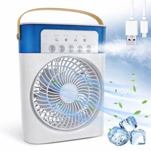 Image of Osring By Home Cube Portable Air Cooler Fan with Mist Spray, USB Powered Desktop Portable Cooling Fan, 60 Adjustable Mini Evaporative Cooler with Timer for Home, Camping, Office, Bedroom, Desk