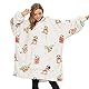 THREE POODLE Decken Hoodie, Oversize Hoodie Decken Pullover Kuschelpullover für Damen Herren Kinder, Warm und Weiches Futter, Übergroßer Hoodie Sherpa-Decke, Verschiedene Muster Verfügbar