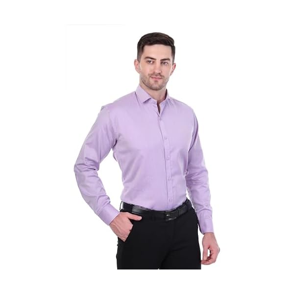 Sparrow Outfit Men’s Pure Cotton Regular Fit Shirt | Casual Wear Formal Shirts for Men and Boys | Spread Collar Long Sleeve Button Down Shirt for Office Parties Special Occasions (Pale Purple)