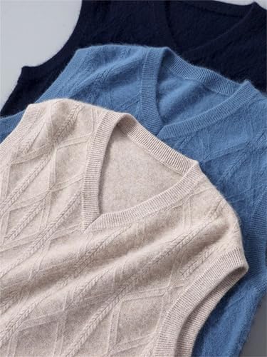 Mnjyihy Men's Sweater Vests Fall Winter Sleeveless V-Neck Knitting Pullovers Waistcoat Thick Tops4