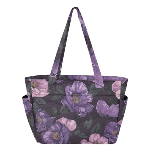 Bolso pequeño tote para mujer color morado con cierre miniatura 1