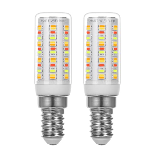 I-SHUNFA Bombilla LED WI-FI Smart E14 RGB, 4 W, 400 LM, CA 230 V, cambio de color con sincronización musical, 16 millones de colores DIY, multicolor, regulable, (2 unidades*Transparente)