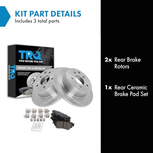 Image of TRQ Rear Brake Pad and Rotor Set Ceramic Compatible with 2019-2021 Nissan Altima with Manual Parking Brake