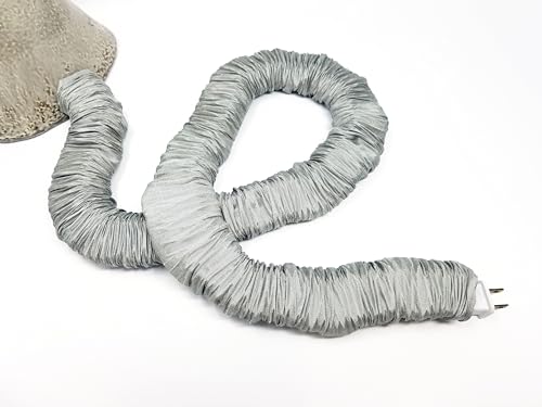 Image of Gray COVEREase Lamp Cord Cover 9 ft Faux Silk Fabric Cover - Cable Sleeve, Wire Cover, Cord Hider for Cable Management for Electrical Lighting Fixtures (1 Pack)