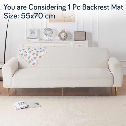 Image of HOKIPO Abstract Petals Quilted Sofa Backrest Cover Mat| 'Tassel Twigs' Series (IN-988-T10)