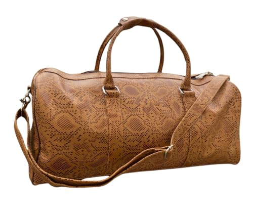 Leather Travel Duffel Bag, Weekender,Brown travel weekender hold all overnight carry on duffel with shoe compartment pocket (with out shoe pocket, 28 inch)