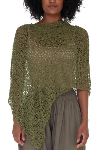 Image of SHU-SHI Summer Ponchos For Women Lightweight Sheer Popcorn Knit Sweater Cape Pullover