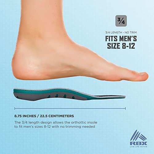 Image of RBX Plantar Fasciitis Ortho Insoles, 3 /4 Size for Men (Teal)