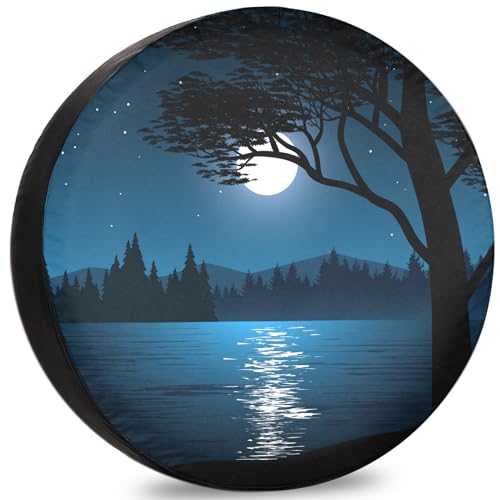 ‌ITINSPACE Árbol y Luna Rueda Repuesto para Furgoneta y Remolque - Antióxido, Resistente a la Intemperie - Tapacubos 13 Pulgadas(60-66 cm)