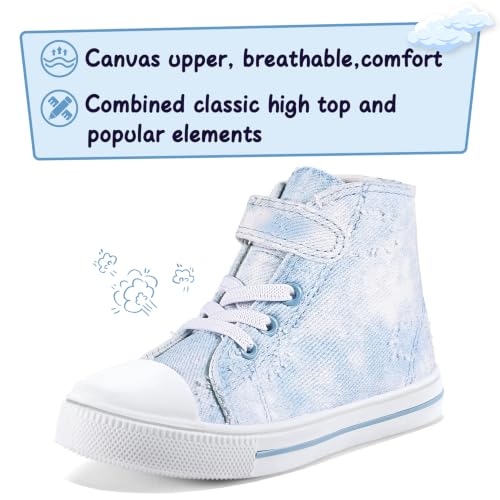 Image of K KomForme Toddler High Top Sneakers Canvas Shoes with Hook and Loops