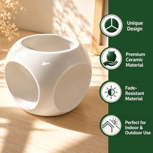 Image of Art Street Cup Shaped Ceramic Vase for Home Dcor| White (4x5 inch)| Vases for Fake Flowers, Plants| Decorative Items for Living Room| Table, Office Gift for House Warming| Flowers Not Included