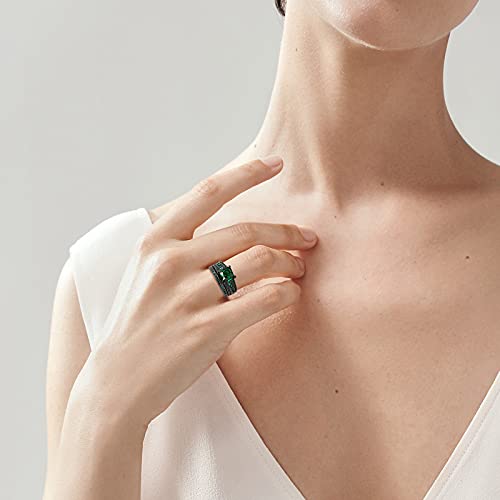 Womens Jewelry Black Gold Plated Princess Cut Blue Or Green Cz 2pcs Wedding Engagement Ring Bridal Sets3