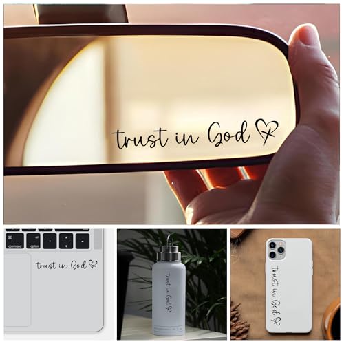 Image of Miarita 3X Trust in God Rearview Mirror Sticker, Mirror Decals, Christian Car Accessories, Car Stickers and Decals for Women, Cute Car Stickers, Valentines Day Gifts for Her (Trust in God Black)