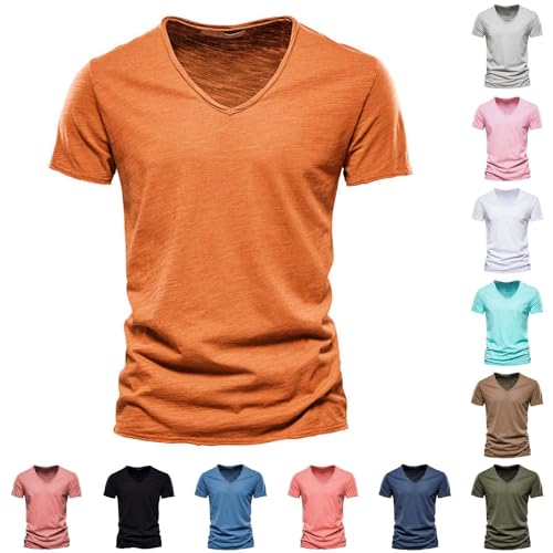 T-shirt de sport homme en coton ajusté col en V coupe basic gym