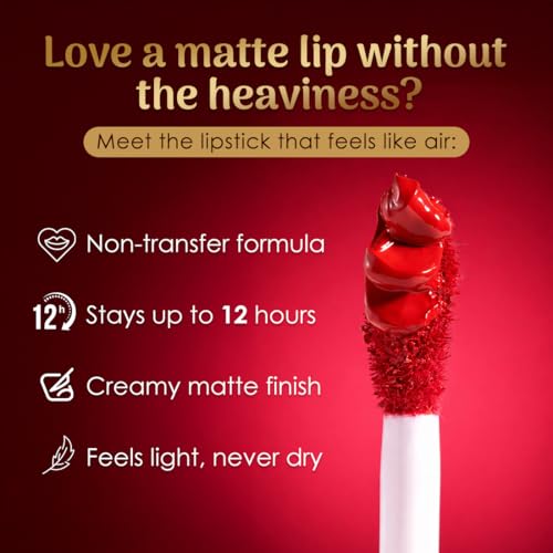 Image of Coloressence Festive Combo Combo Liquid Transfer Proof Lipstick Set of 3 x 4ml | Long Lasting | Matte Finish | Fadeproof | Highly Pigmented (Shades - Red Sangria, Pink Flame, Mulberry Silk)