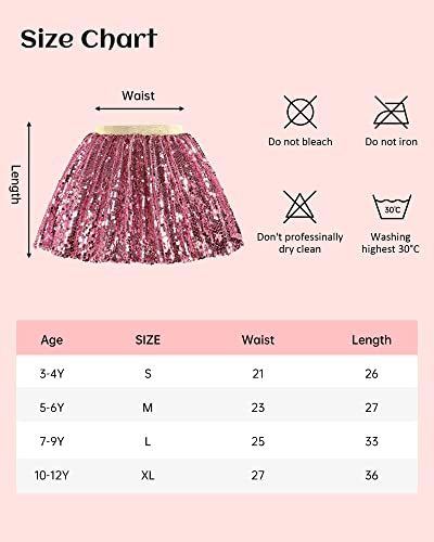 Hasmes Little Girl Tutu Sparkling Sequin Skirts Toddler Party Princess Dance Skirts 5-6Y Pink #TOP5