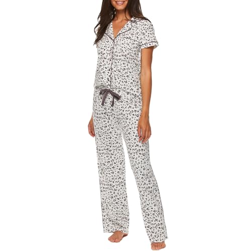 Image of bebe Womens 2 Piece Bridesmaid Pajamas Set Short Sleeve Button Down Shirt and Pants