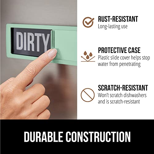 Gorilla Grip Dishwasher Clean And Dirty Magnet Sign, Optional Adhesive, Magnetic, Easy Read, Non-Scratch, Heavy Duty Shutter Slide Magnets For Dish Washer, Kitchen Accessories, 7X2, Mint #TOP3