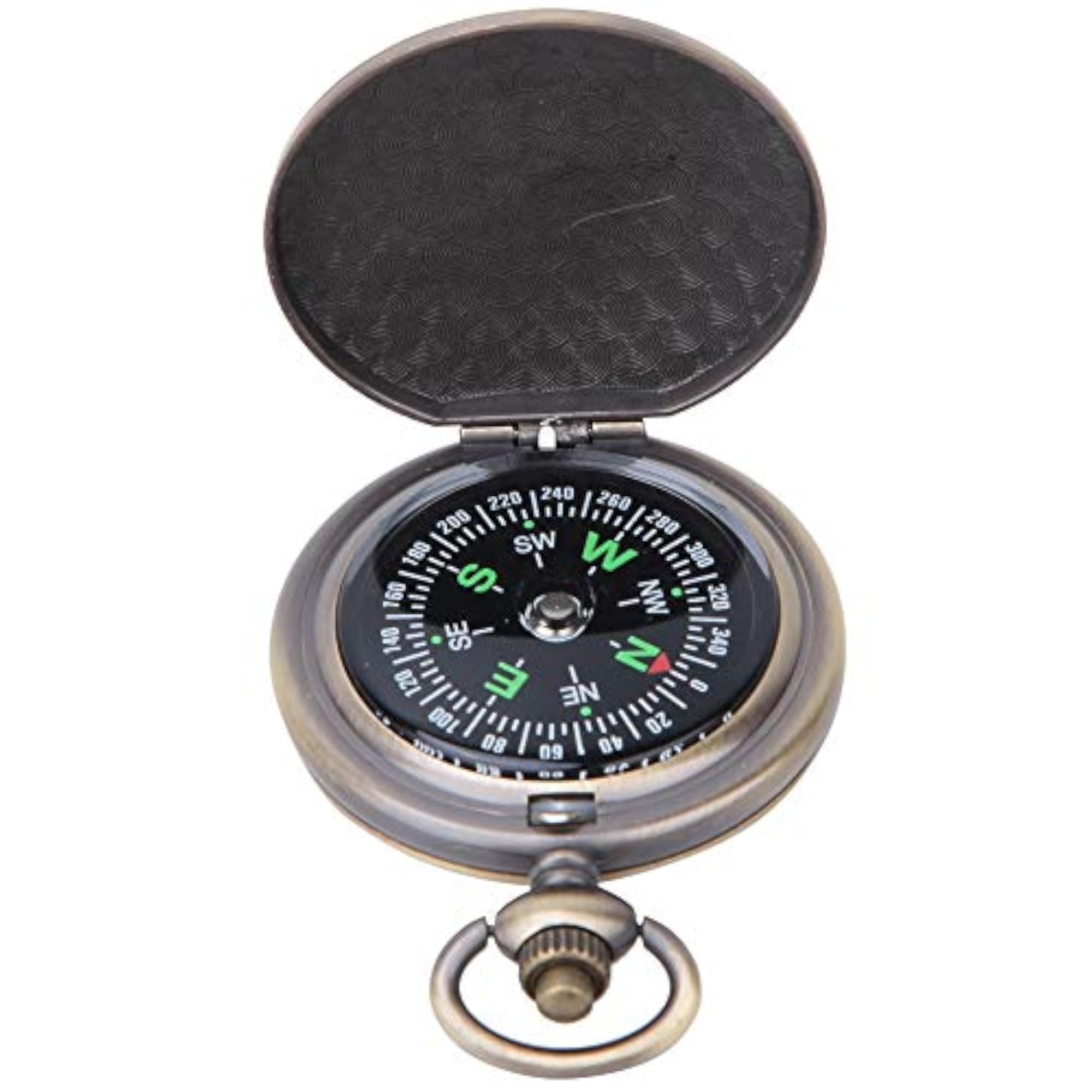 Vintage Flip Open Compass Pocket Watch, Zinc Alloy Design