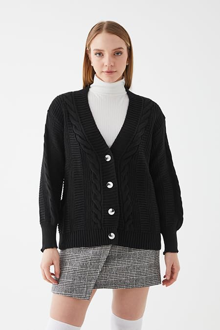 Image of Women's Cardigan Sweaters - Long, Chunky Knit, Cable Knit, Grandpa Style Coat