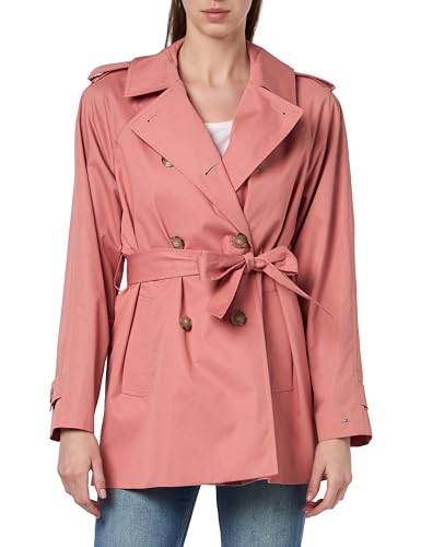 Tommy Hilfiger Damen Mantel Cotton Short Trench Trenchcoat, Rosa (Teaberry Blossom), 46 – Ansicht 1
