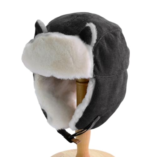 Kids Cat Ear Trapper Hat Earflap Russian Hat Fleece Warm Winter Outdoor Ski Cap for Boys Girls 6-12 Year 5
