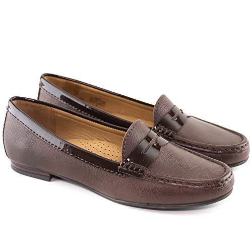 Image of Womens Casual Genuine Leather Comfortable Lightweight Driving Moaccasins Classic Fashion Penny Slip On Ladies Driving Loafer Flat Shoes