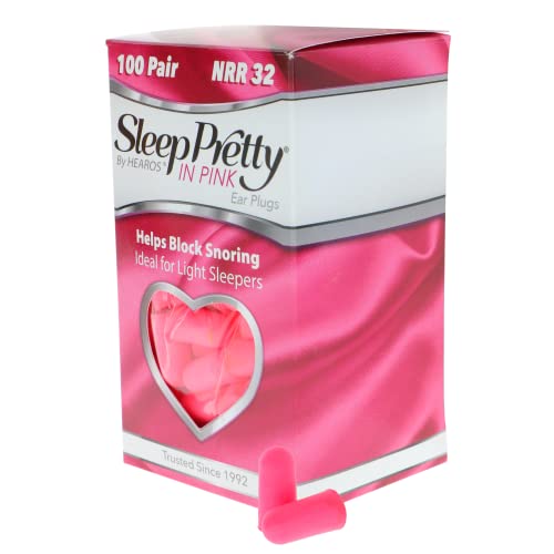 HEAROS Sleep Pretty in Pink, 100 Pair, NRR 32, PU Foam, Petite Sized, Pink (5199)