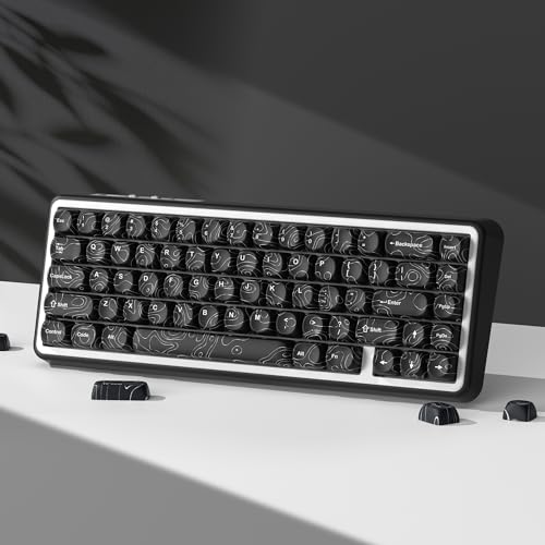 Image of dagaladoo Black Keyboard keycaps,PBT keycaps Topographic