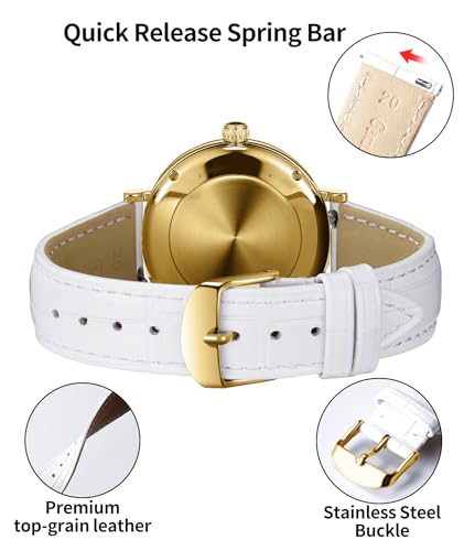 Image of BINLUN Leather Watch Band Genuine Calfskin Replacement Watch Strap Quick Release Crocodile Pattern 10 Colors 13 Sizes for Men Women(10mm,12mm,14mm,16mm,17mm,18mm,19mm,20mm,21mm,22mm,23mm,24mm)