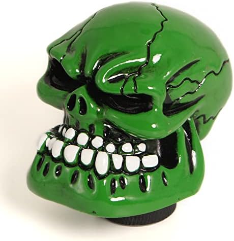 EROSTO Skull Style Shift Knob,Manual Gear Shift Knob Shifter with 3 Adapters Universal Fit for Manual Car (Green)