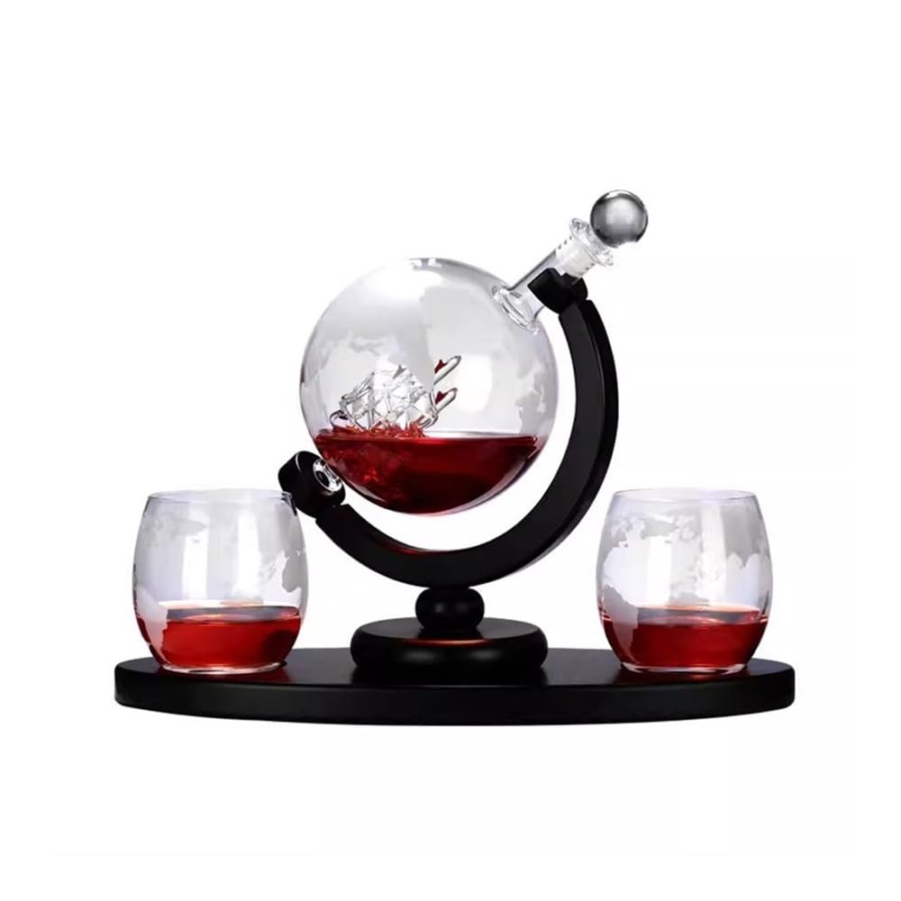 birene Decanter Bottiglia di Vino in Vetro gorgogliante Globe, Vuota, Creativa, Artigianale, Set Rosso