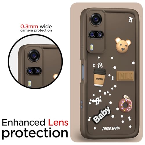 Image of Pikkme Back Cover for Vivo Y31 / Y51 | Cute Fun Cartoon 3D Bear Silicone Full Body Protection Bumper Case (Brown)