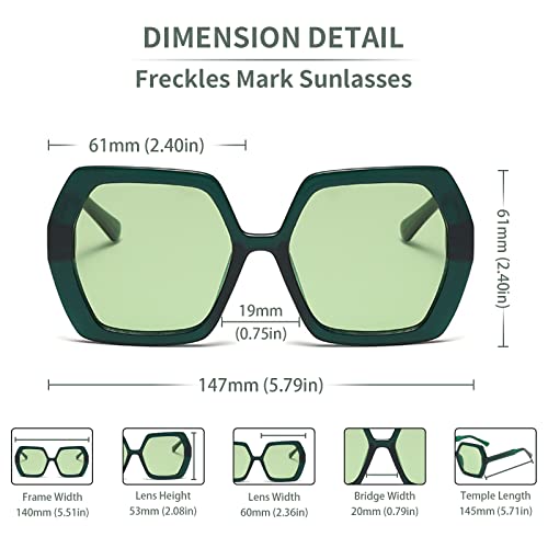 Freckles Mark Retro Oversized Hexagon Sunglasses for Women Irregular Trendy 60s Vintage Polygon Sun Glasses for Ladies2