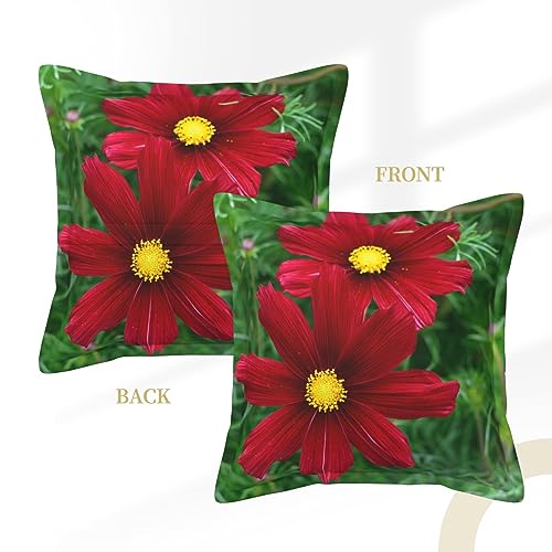 Housse de coussin extérieur cuir imperméable fleur rouge pour canapé - 3