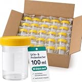 Kaiser Cares Sterile Probenbecher & Urinbecher 50 Stück mit Schraubdeckel 125 ml, graduiert bis 100 ml, einzeln steril verpackt, mit Beschriftungsfeld