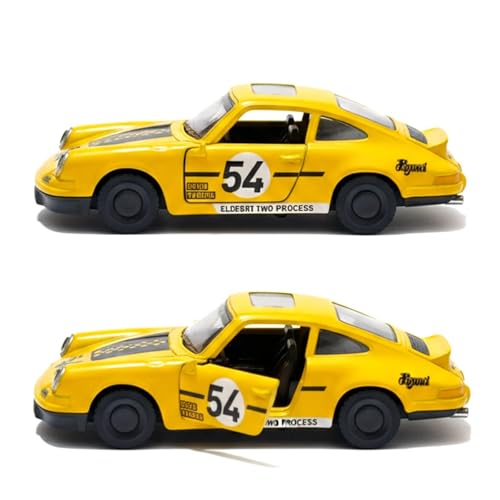 Image of SHAKTISM Die Cast Metal Toy Cars Set - 1:43 Scale Pull Back Action Cars with Open Doors, 4 Model Designs, Mini Vintage Car Collection for Kids Boys Girls, Gift Toy (Yellow Diecast Model)
