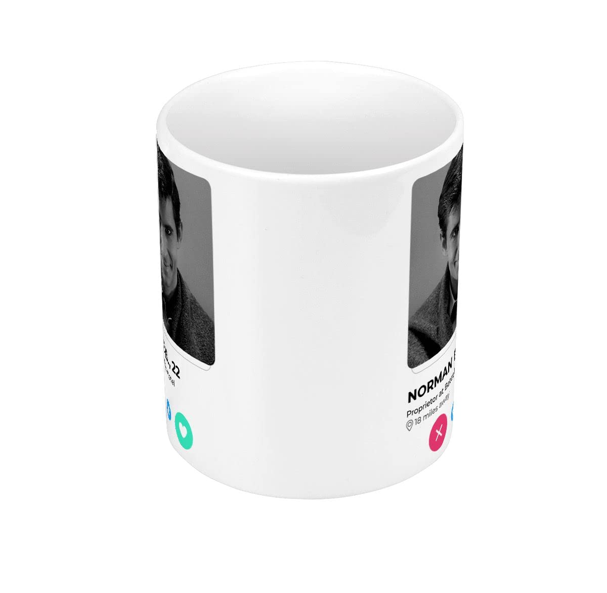 Mug Premium Jaune Norman Bates – Tasse Céramique 360ml, Design Psycho Dating Love, Intérieur Coloré, Fini Mat