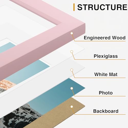 Image of Vittanly 10 Pack Picture Frames Collage Wall Decor, Gallery Frame Set for Wall Mounting or Tabletop Display, Multi Sizes Including 2pcs 8x10, 4pcs 5x7, 4pcs 4x6, Pink