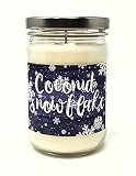 Coconut Snowflake Candle ~ 100% All Natural Premium Soy Candle ~ Frosted Coconut Snowball Scented Candle (12oz)